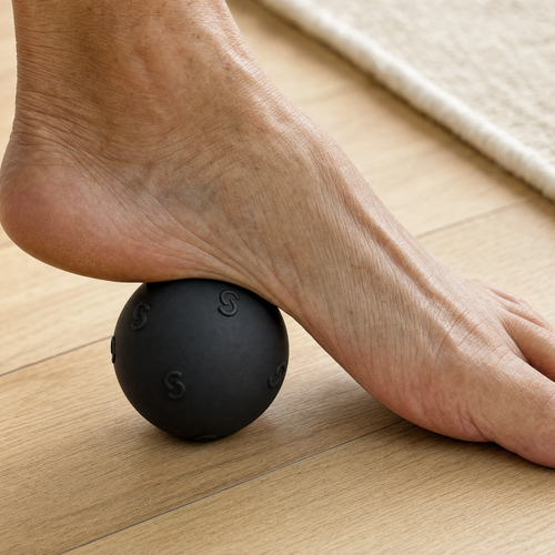 Rolling the Deep Tissue ScienceX Massage Ball under the foot