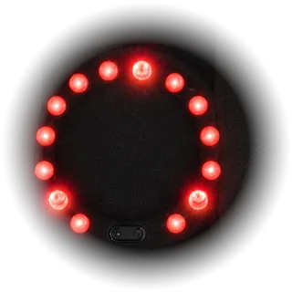 The ring of red LEDs inside the Knee Massager shell, switched on
